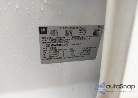 2015 Chevrolet Tahoe Ltz z USA, uszkodzony, nr VIN 1GNSKCKC9FR257570